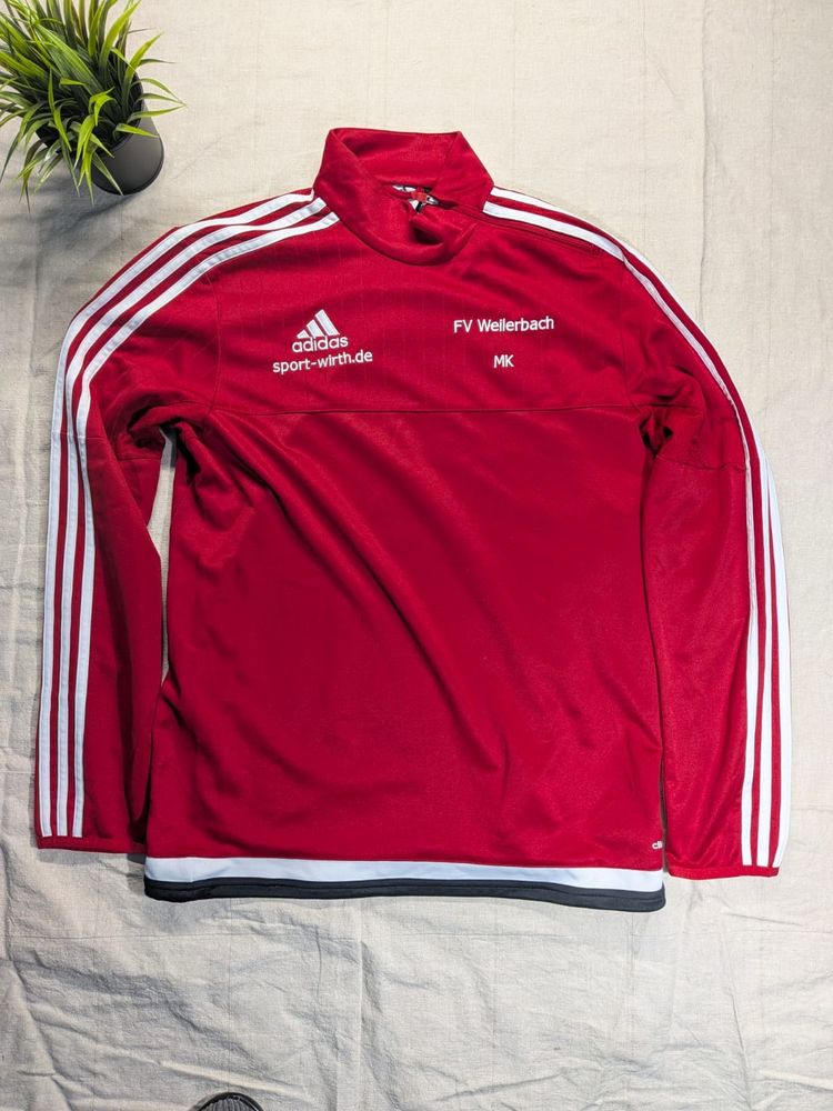 Adidas Red Training Top 3 Stripes Climacool Football